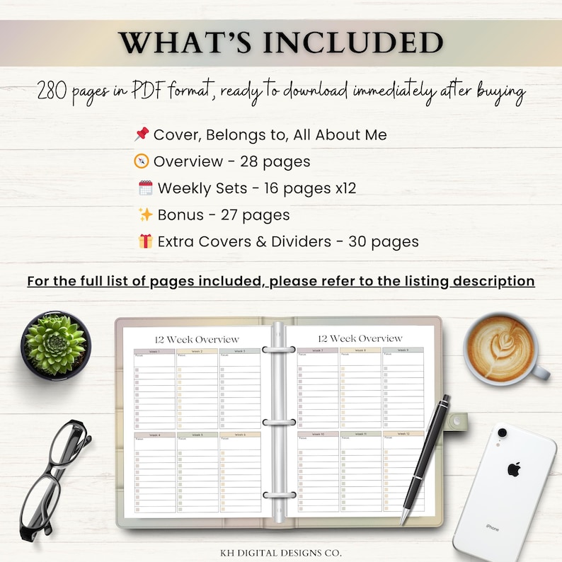 12 Week Planner Printable: Goal-Focused Planning System for Weekly Routines & Daily Progress (PDF) – Boho imagen 8