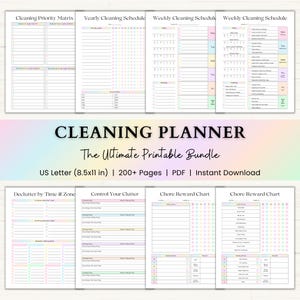 Cleaning Planner Printable | Adhd Adult Chore Chart | Home Maintenance & Declutter Planner | Weekly Cleaning Checklist | PDF | Rainbow