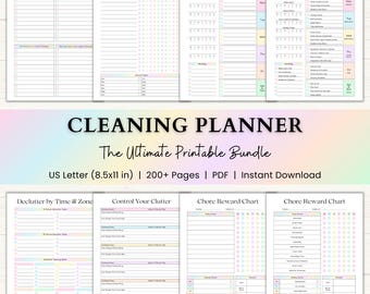 Cleaning Planner Printable | Adhd Adult Chore Chart | Home Maintenance & Declutter Planner | Weekly Cleaning Checklist | PDF | Rainbow
