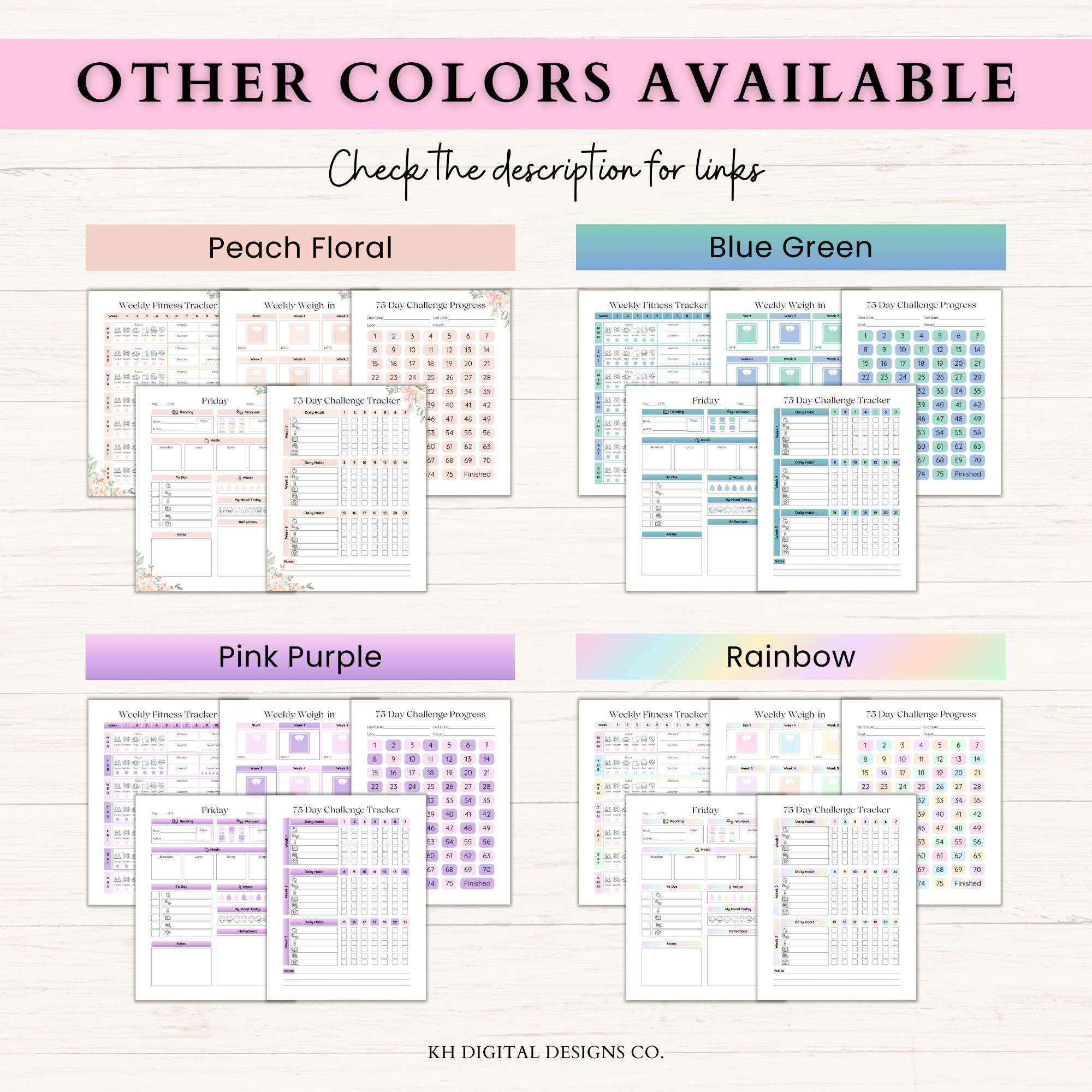 Editable 75 Day Challenge Template 75 Hard Challenge Tracker 75 Soft ...