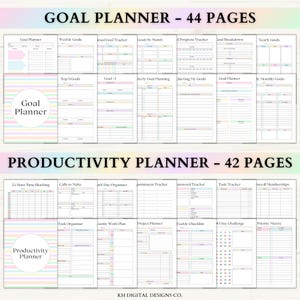 Ultimate Life Planner Printable Bundle – ADHD Productivity, Habit & Self-Care Organizer | Household, Travel and Emergency Tools | Rainbow imagem 3