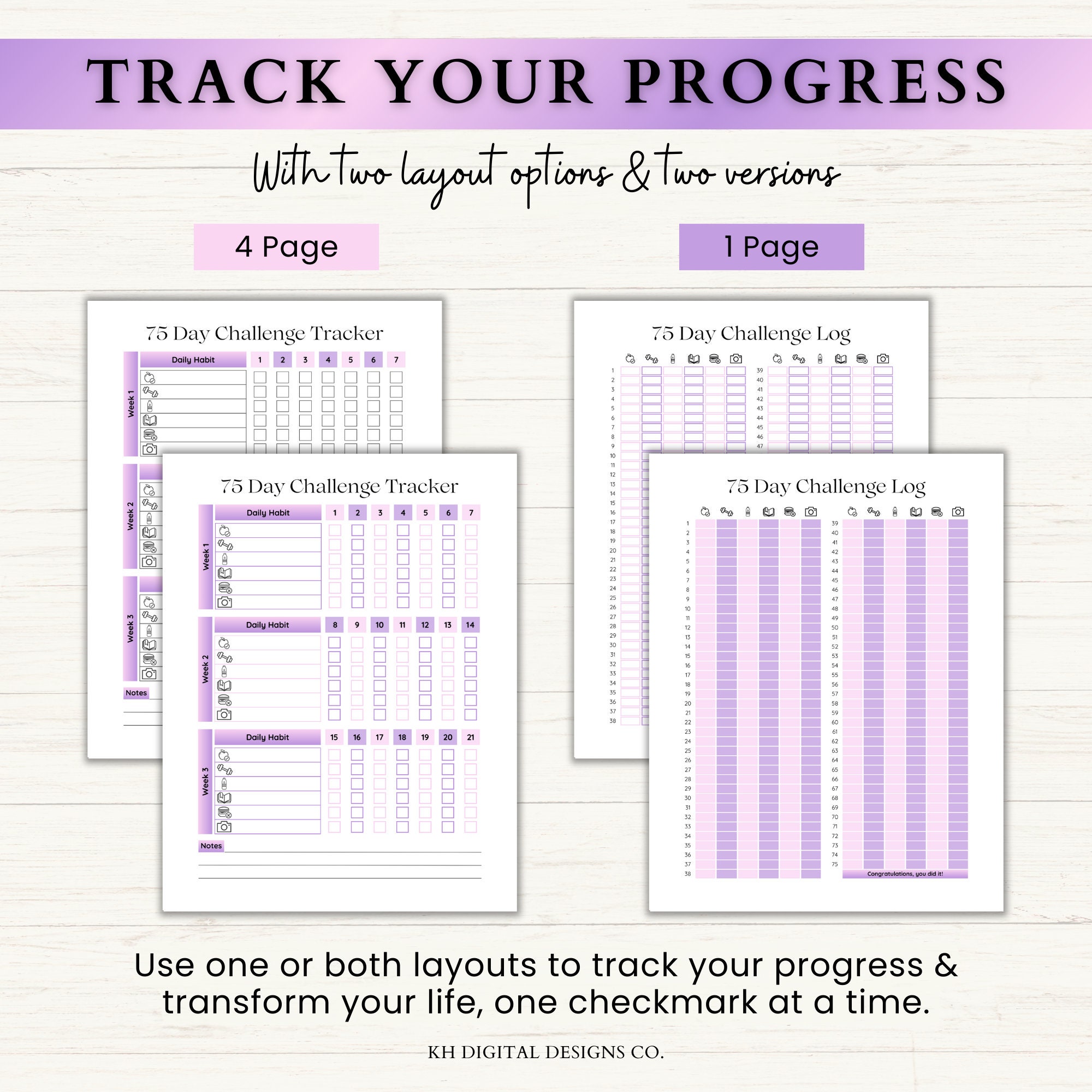 Editable 75 Day Challenge Template 75 Soft Challenge Printable 75 Day ...