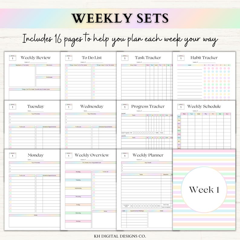 12 Week Planner Printable: Accomplish More in 12 Weeks Than Most Do in a Year (PDF) – Rainbow image 3