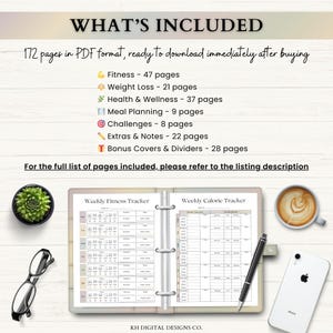 Fitness Planner Printable | Weight Loss Journal | Food & Calorie Tracker | Adhd Fitness Journey | Weekly Exercise Log | PDF | Boho image 7