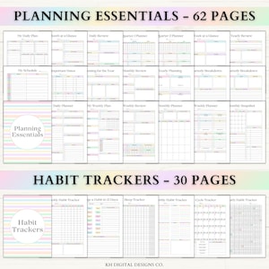 Ultimate Life Planner Printable Bundle – ADHD Productivity, Habit & Self-Care Organizer | Household, Travel and Emergency Tools | Rainbow imagem 2