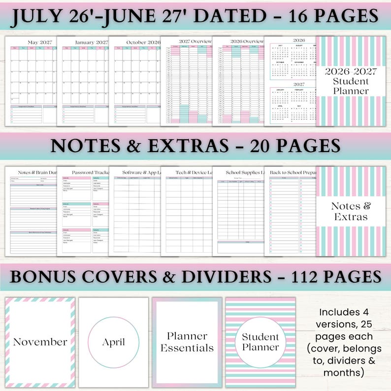 Student Academic Planner Printable | Adhd-friendly School Planner ...