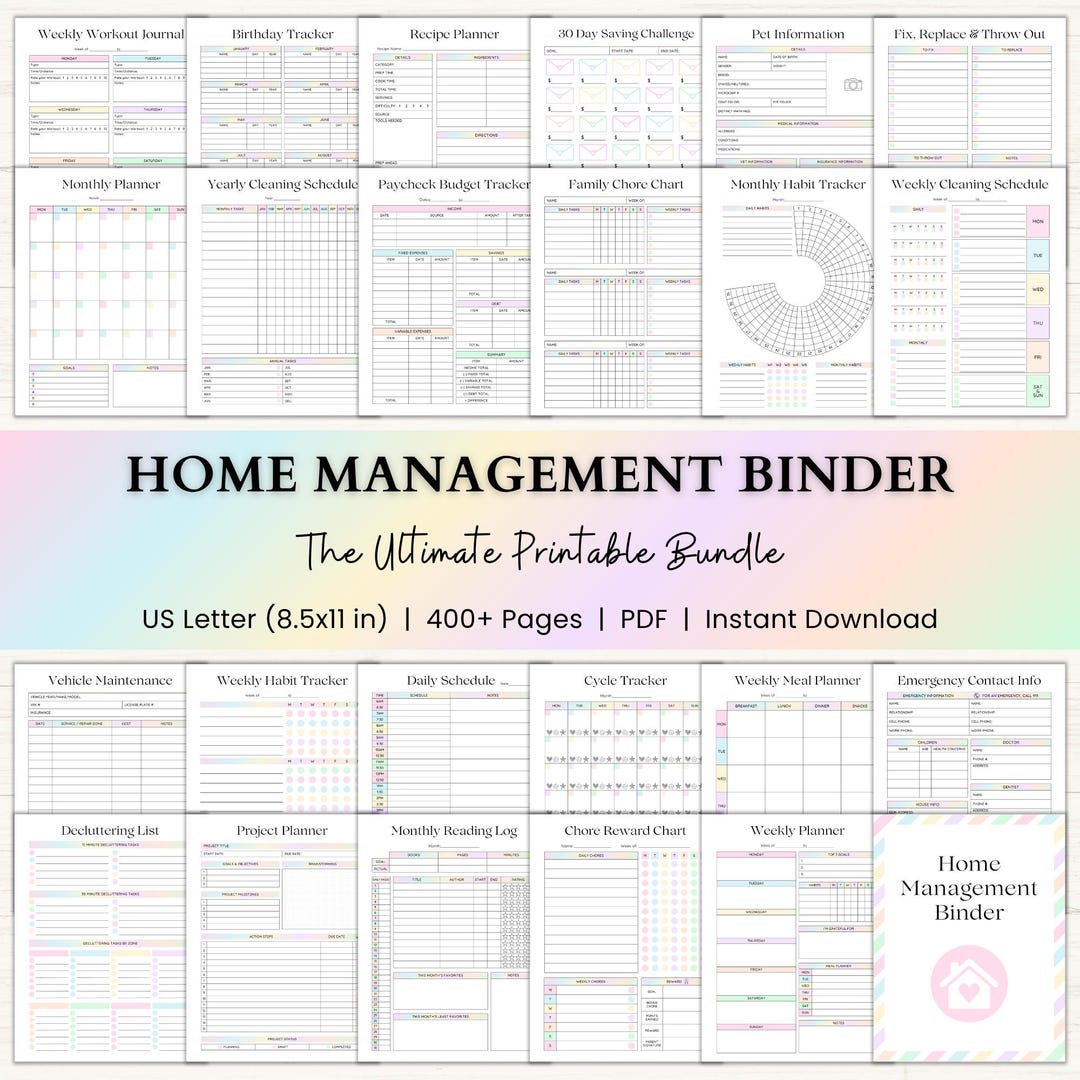 Home Management Binder | Printable Cleaning Schedule | Family Chore ...