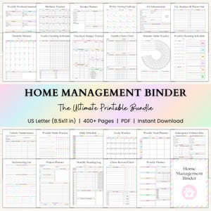 Home Management Binder | Printable Cleaning Schedule | Family Chore Charts | Adhd Declutter Planner | Weekly Meal Planner | PDF | Rainbow