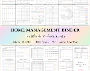 Home Management Binder | Printable Cleaning Schedule | Family Chore Charts | Adhd Declutter Planner | Weekly Meal Planner | PDF | Rainbow