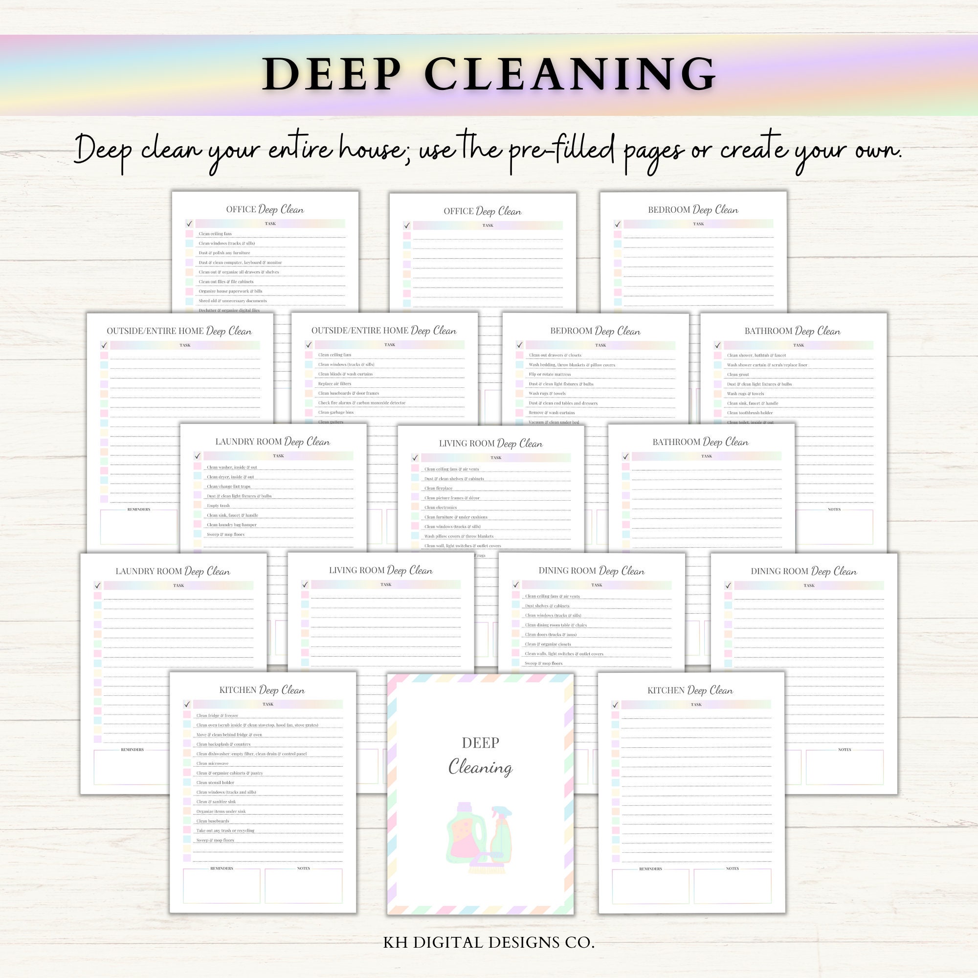 ADHD Cleaning Checklist Bundle Printable Weekly Monthly Cleaning ...