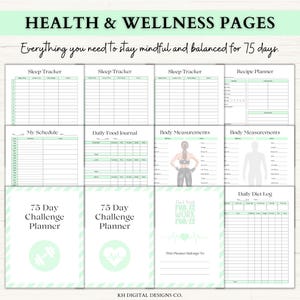 75 Day Challenge Printable Bundle: Workout Planner, ADHD Habit Tracker, Weight Loss Journal, 75 Soft + Medium Challenge (PDF) – 6 Colors image 7