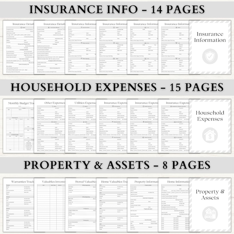 Emergency Binder Printable | In Case of Emergency Planner | Family Household Survival Binder | End of Life Planner | Death Binder PDF | Gray image 3
