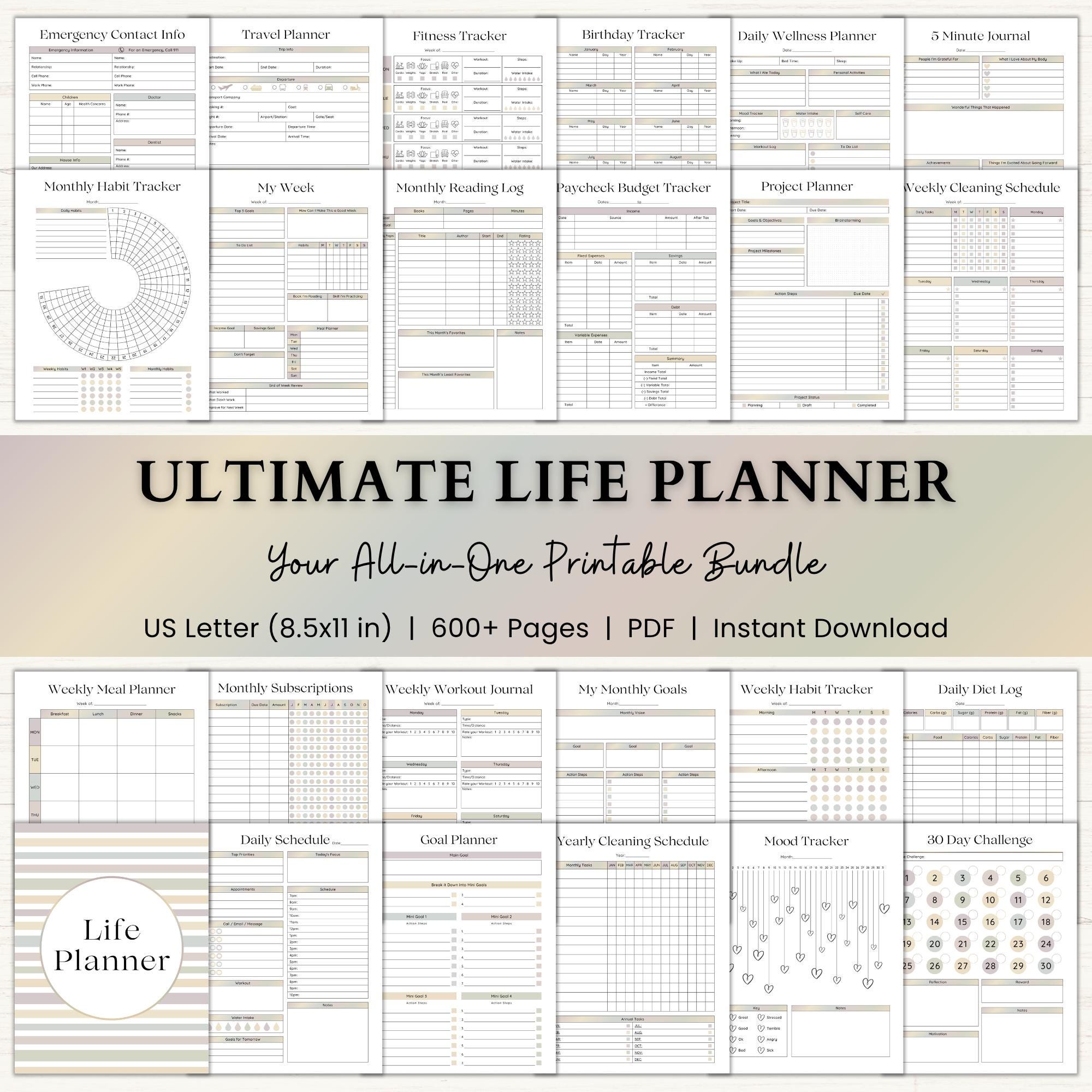 Ultimate Life Planner Printable Bundle | Adhd Productivity Planner ...