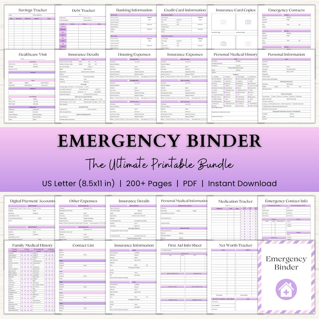 Emergency Binder Printable | End of Life Planner | Household Family ...