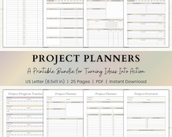 Project Planner Printable Bundle | Project Overview & Task Tracker | PDF | Boho