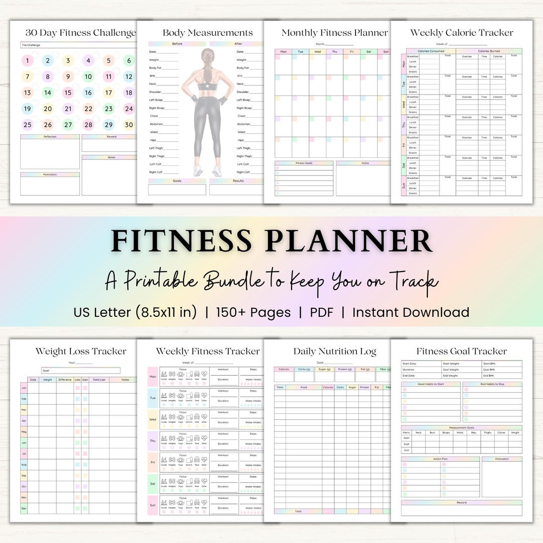 Fitness Planner Printable | Weight Loss Journal | Weekly Gym Tracker ...