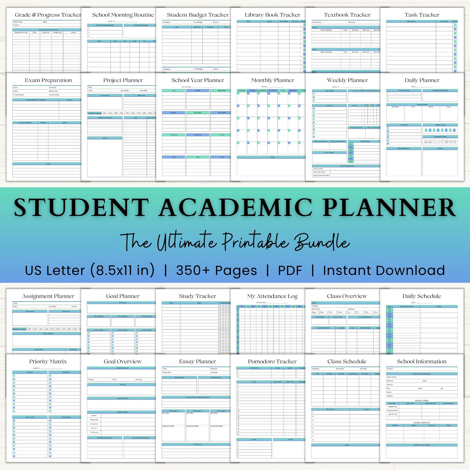 Student Academic Planner Printable | Adhd Back to School Planner ...