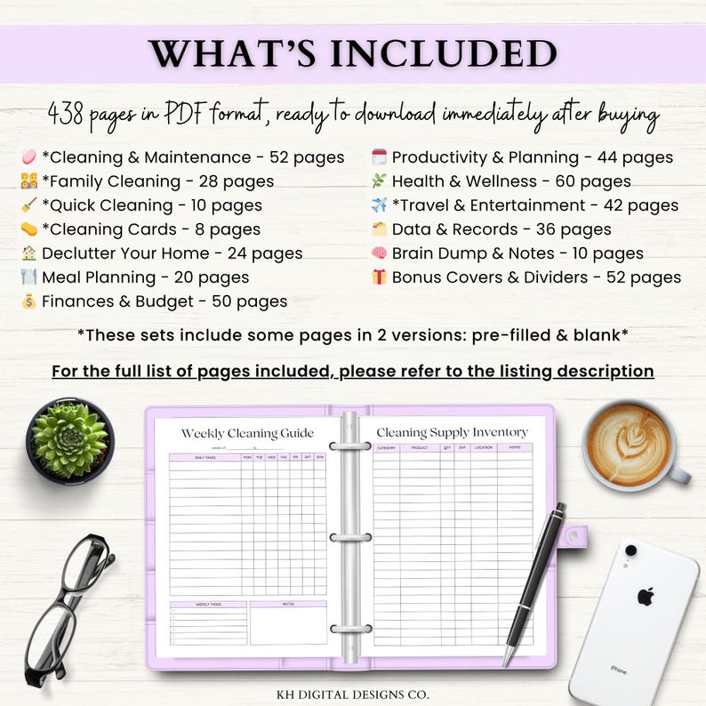 Home Management Binder | Printable Cleaning Schedule | Weekly Meal Planner | Budget Tracker | Household Organizer Checklist | PDF | 6 Colors image 9