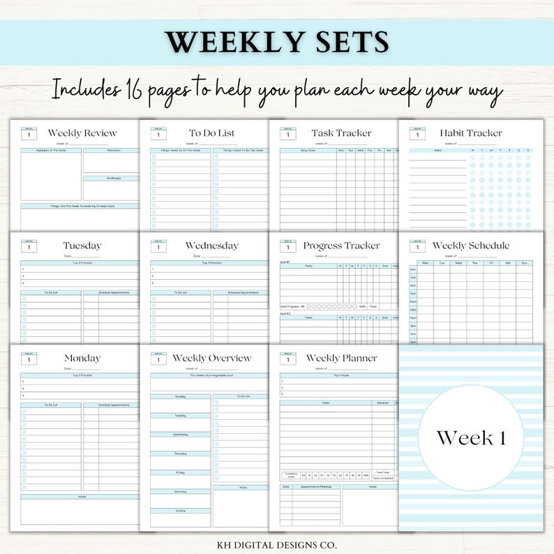 12 Week Planner Printable: Build Momentum & Achieve More in 12 Weeks with Focused Weekly Planning (PDF) – 6 Colors image 3