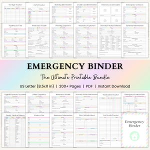 Emergency Binder Printable | End of Life Planner | Family Survival Binder | In Case of Emergency Planner | Death Binder | PDF | Rainbow