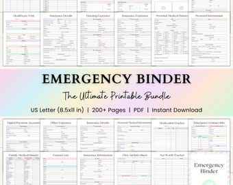 Emergency Binder Printable | End of Life Planner | Family Survival Binder | In Case of Emergency Planner | Death Binder | PDF | Rainbow