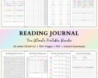 Reading Journal Printable | Reading Tracker, Book Reviews & Challenges | Book Log, TBR Library System | PDF | Rainbow