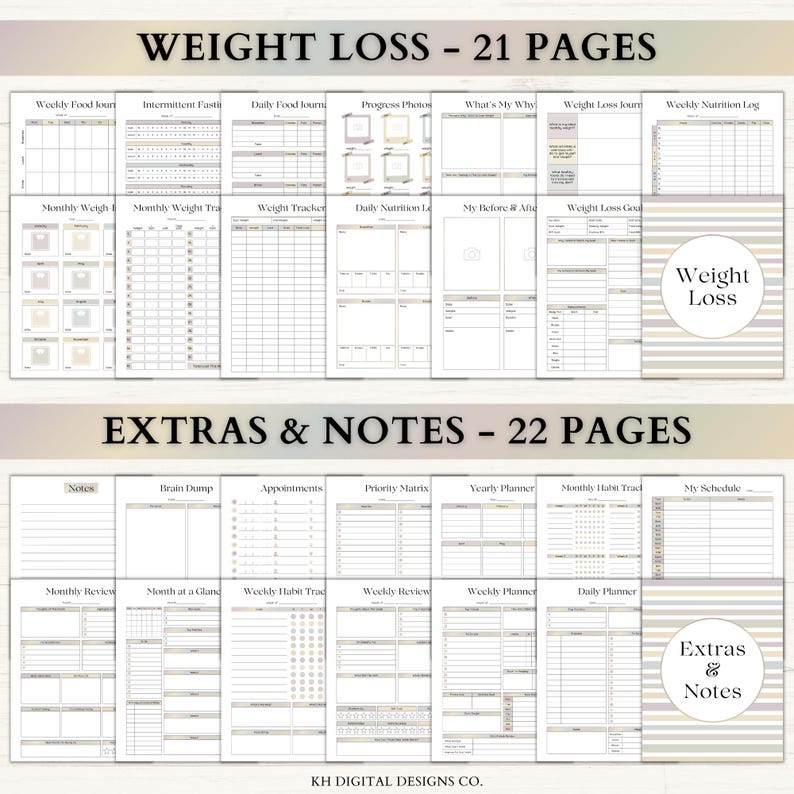Fitness Planner Printable | Weight Loss Journal | Food & Calorie Tracker | Adhd Fitness Journey | Weekly Exercise Log | PDF | Boho image 4