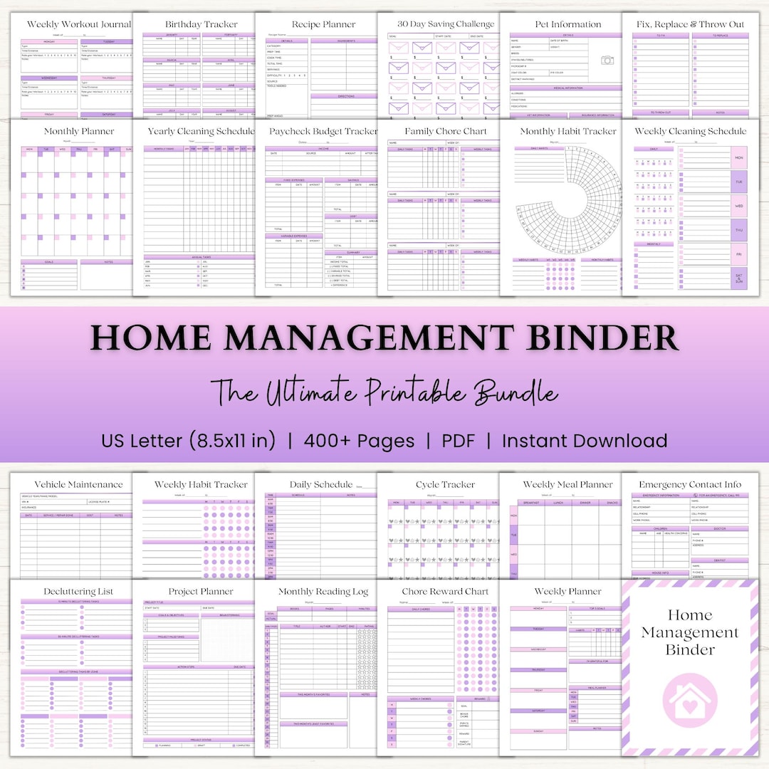 Home Management Binder | Printable Cleaning Schedule | Family Chore ...