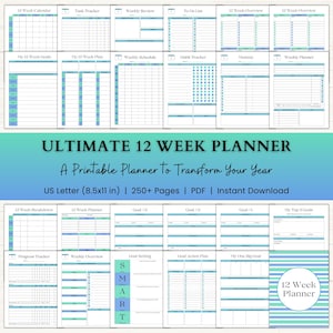 12 Week Planner Printable: A Clear Weekly Roadmap for Routines, Goals & Project Planning (PDF) – Blue Green