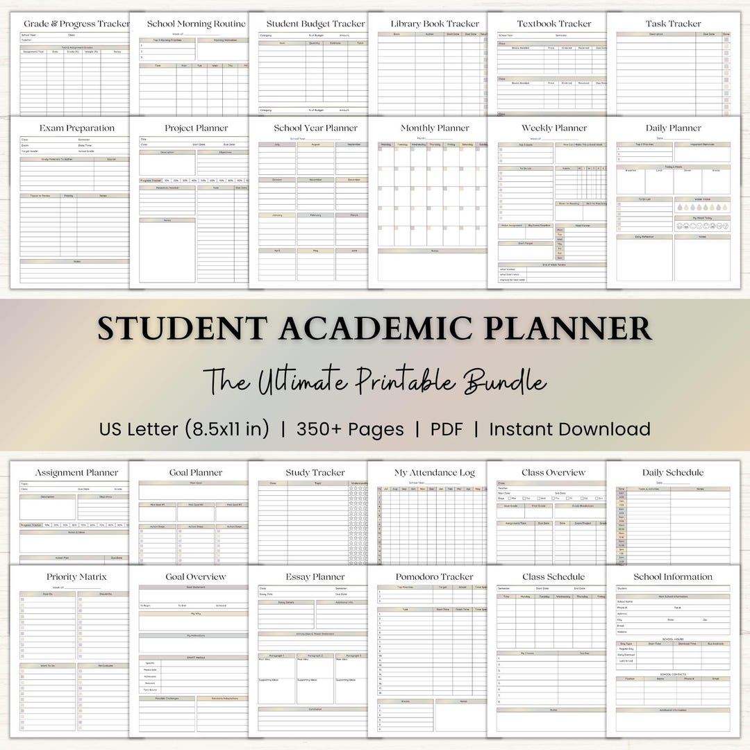 Student Academic Planner Printable | Adhd-friendly College Planner ...