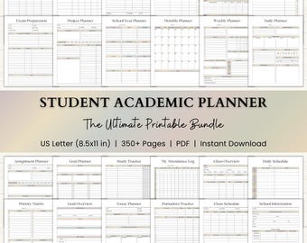 Student Academic Planner Printable | ADHD-friendly College Planner | Study Planner, Assignment Tracker | PDF | Boho