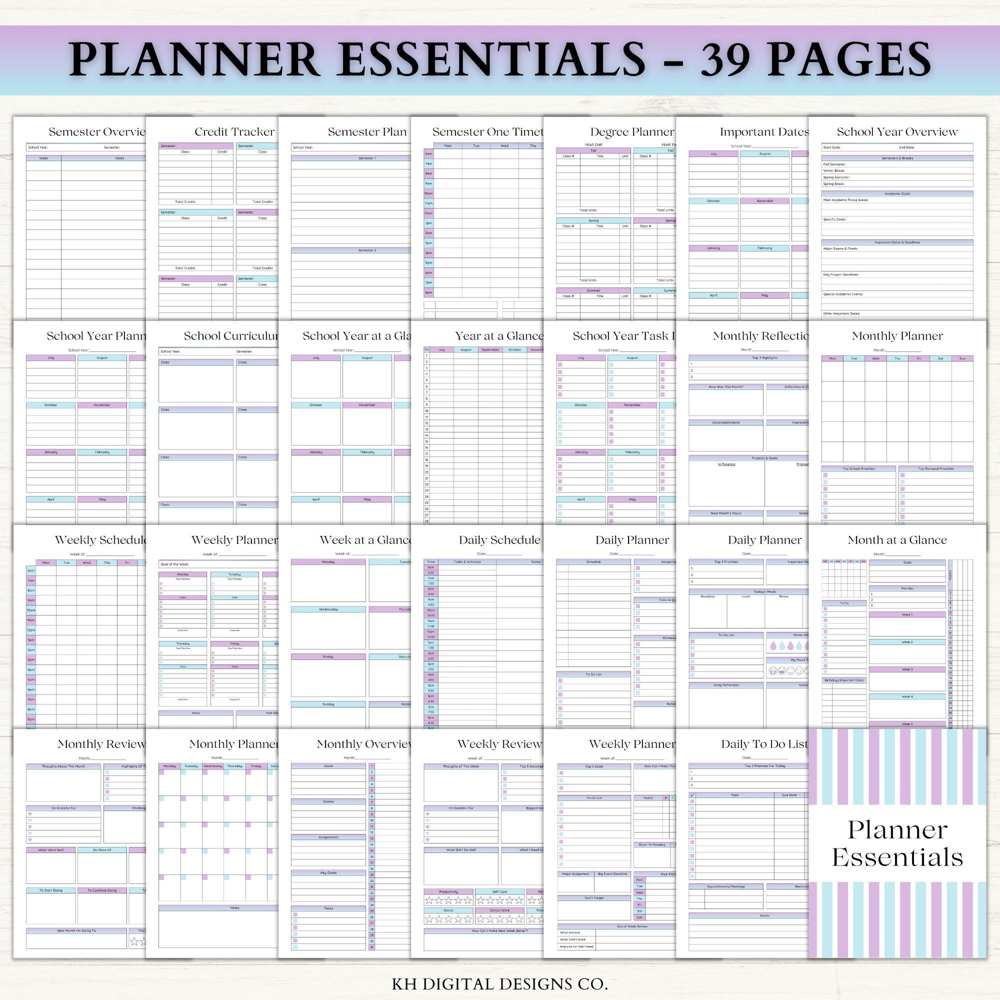 Student Academic Planner Printable | Adhd-friendly High School Planner ...
