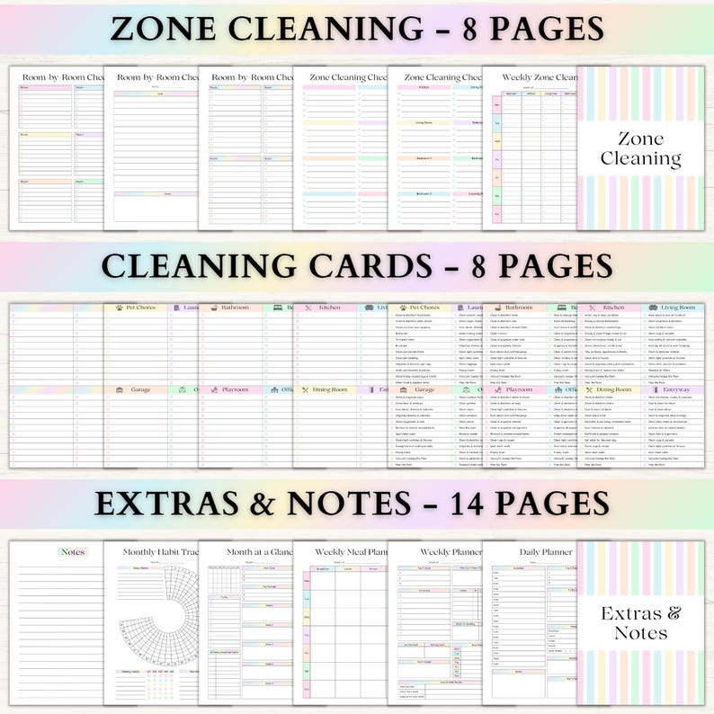 Cleaning Planner Printable | Adhd Adult Chore Chart | Home Maintenance & Declutter Planner | Weekly Cleaning Checklist | PDF | Rainbow afbeelding 5