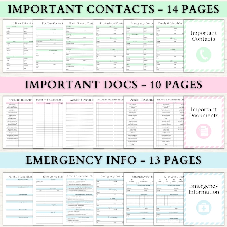 Emergency Binder Printable | End of Life Planner | Household Survival Binder | Family Emergency Planner | What If Binder | PDF | 6 Colors afbeelding 6