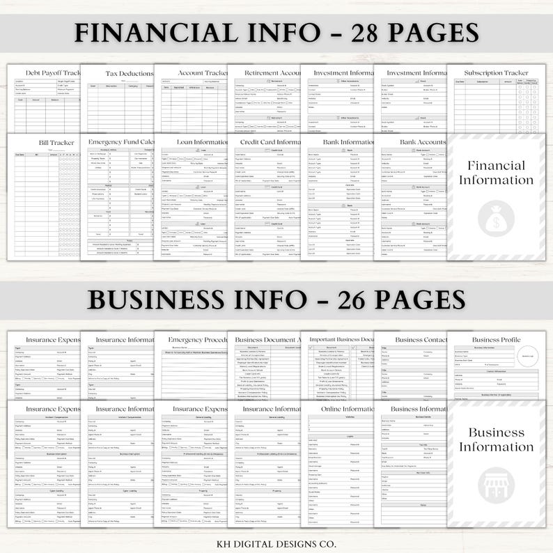 Emergency Binder Printable | In Case of Emergency Planner | Family Household Survival Binder | End of Life Planner | Death Binder PDF | Gray image 4