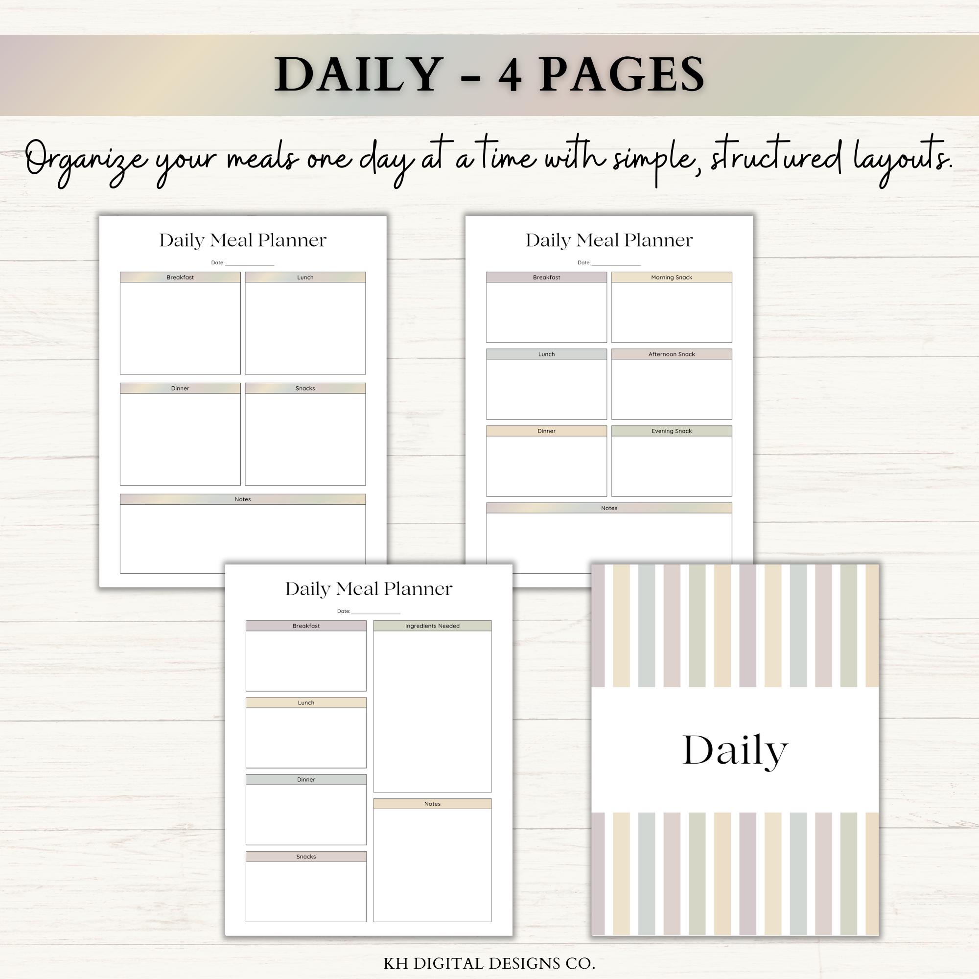 Meal Planner Printable Bundle | Weekly & Monthly Meal Prep Planning ...