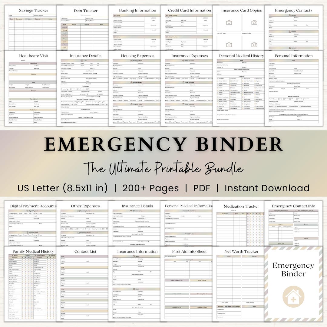 Emergency Binder Printable Planner | End of Life Planner | Family ...