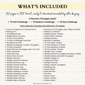 75 Day Challenge Printable Bundle: Workout Planner, ADHD Habit Tracker, Weight Loss Journal, 75 Soft + Medium Challenge (PDF) – 6 Colors image 10