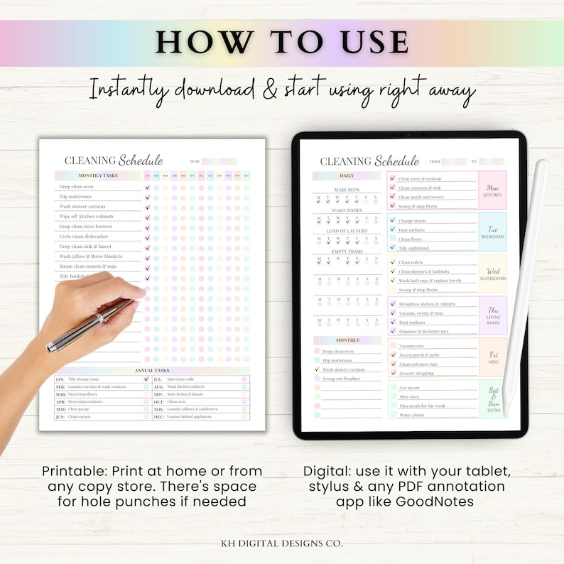 ADHD Cleaning Checklist Bundle | Printable Weekly Monthly Cleaning ...
