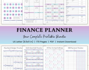 Finance Planner Printable | 2026 Budget Binder | Bill Calendar & Tracker | Undated Monthly Financial Planner | PDF | Blue Purple