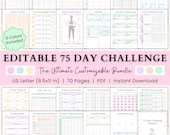 Editable 75 Day Challenge Planner | 75 Soft Challenge Printable | 75 Day Fitness Journal | 75 Medium Challenge Tracker | Fillable Template