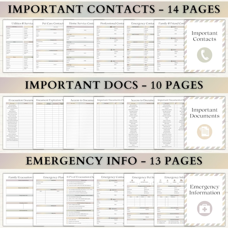 Emergency Binder Printable | End of Life Planner | Household Family Survival Binder | In Case of Emergency Disaster Planner | PDF | Boho image 6