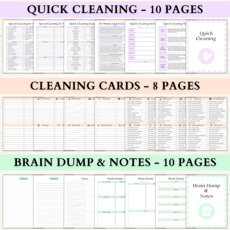 Home Management Binder | Printable Cleaning Schedule | Weekly Meal Planner | Budget Tracker | Household Organizer Checklist | PDF | 6 Colors image 6