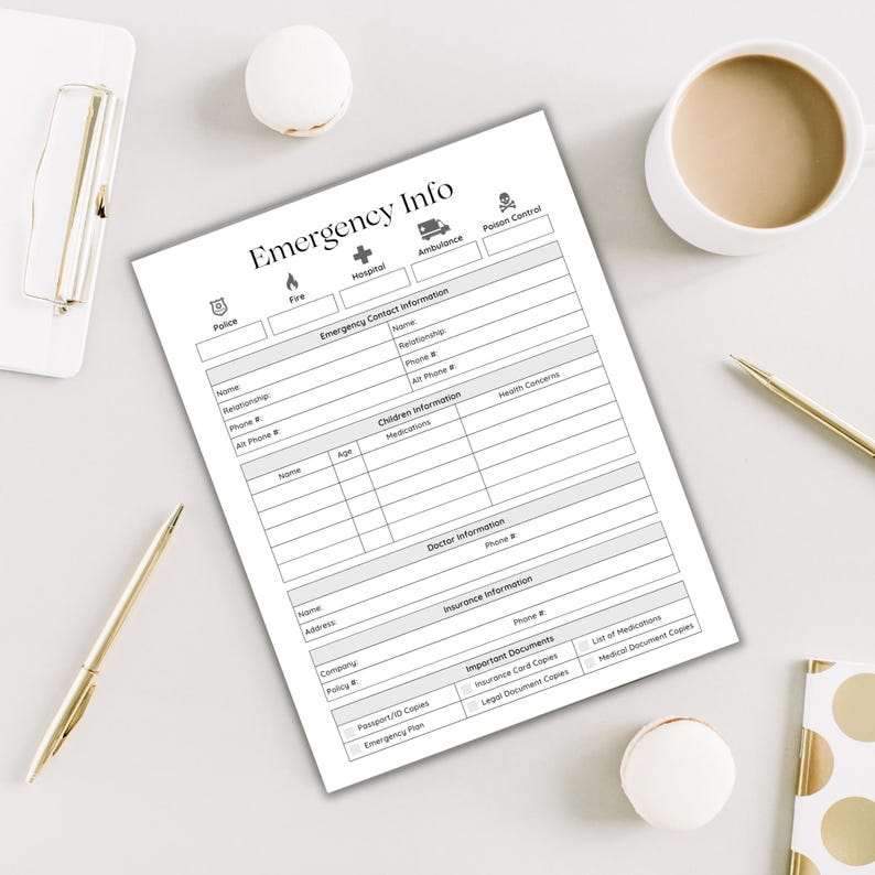Emergency Binder Printable | In Case of Emergency Planner | Family Household Survival Binder | End of Life Planner | Death Binder PDF | Gray image 12