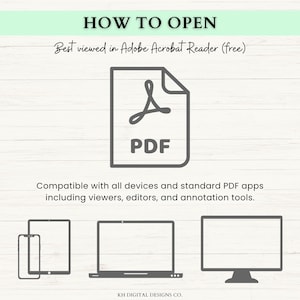 May include: A digital graphic with the text "HOW TO OPEN" at the top, followed by instructions for viewing a PDF file. The image includes a PDF icon and illustrations of a tablet, laptop, and desktop computer.