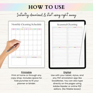 Cleaning Planner Printable | Adhd Adult Chore Chart | Home Maintenance & Declutter Planner | Weekly Cleaning Checklist | PDF | Rainbow afbeelding 7