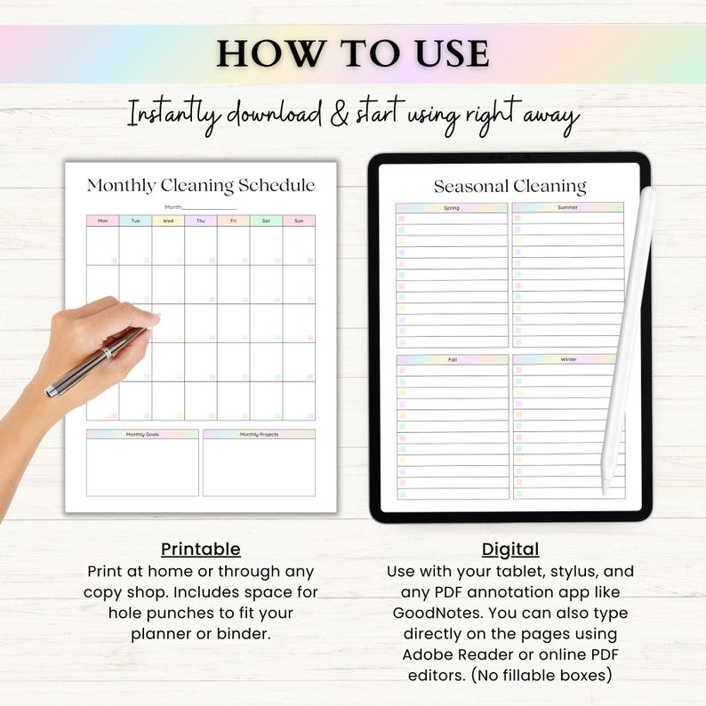 Cleaning Planner Printable | Adhd Adult Chore Chart | Home Maintenance & Declutter Planner | Weekly Cleaning Checklist | PDF | Rainbow afbeelding 7