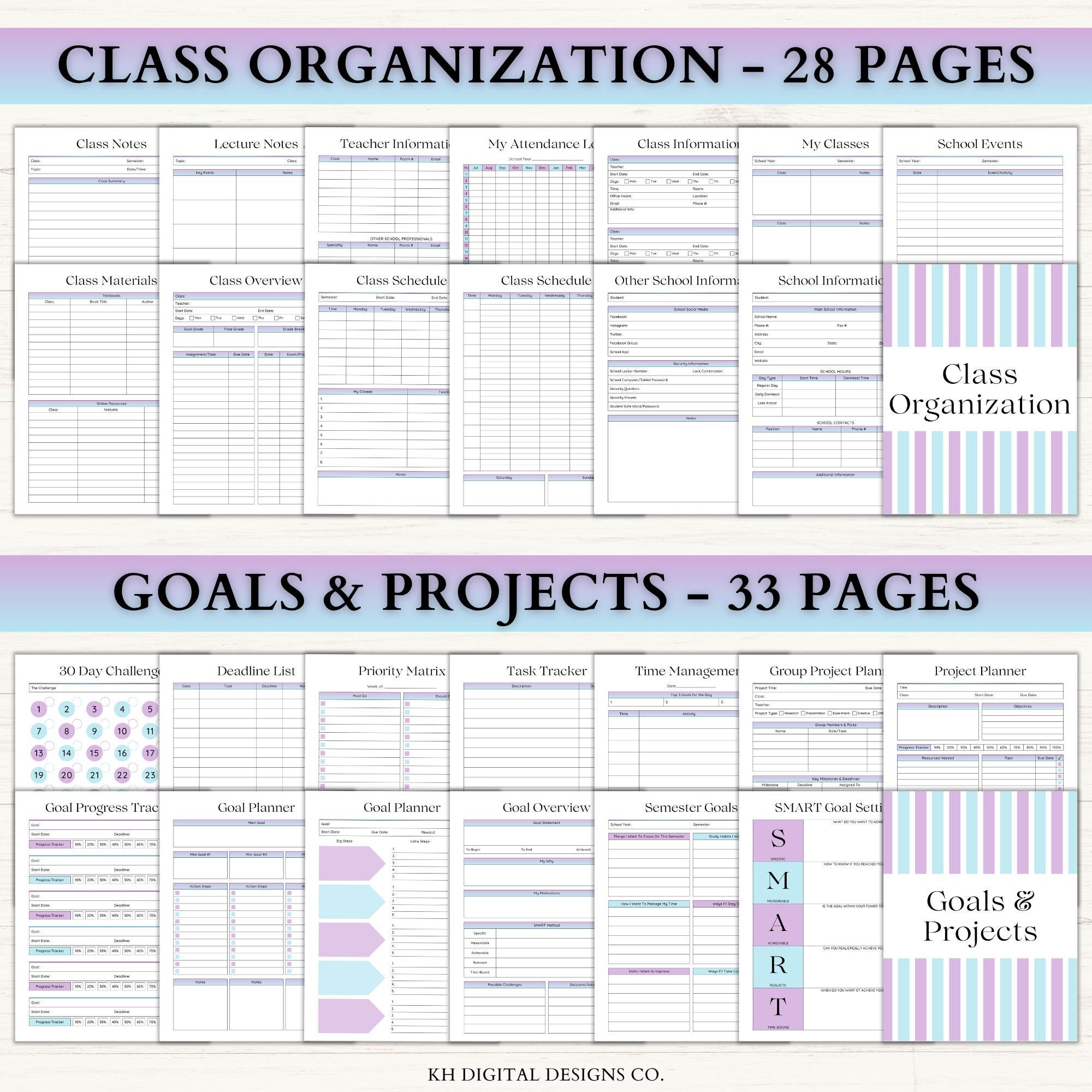 Student Academic Planner Printable | Adhd-friendly High School Planner ...