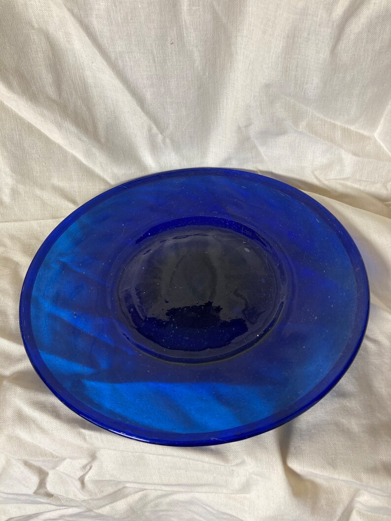 Antique Blue Glass Dinner Plates Etsy