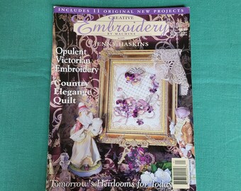 Vintage Embroidery Magazine - Creative Embroidery by Machine with Jenny Hastings - Volume I No 4 - Pattern Sheet Included - 1999
